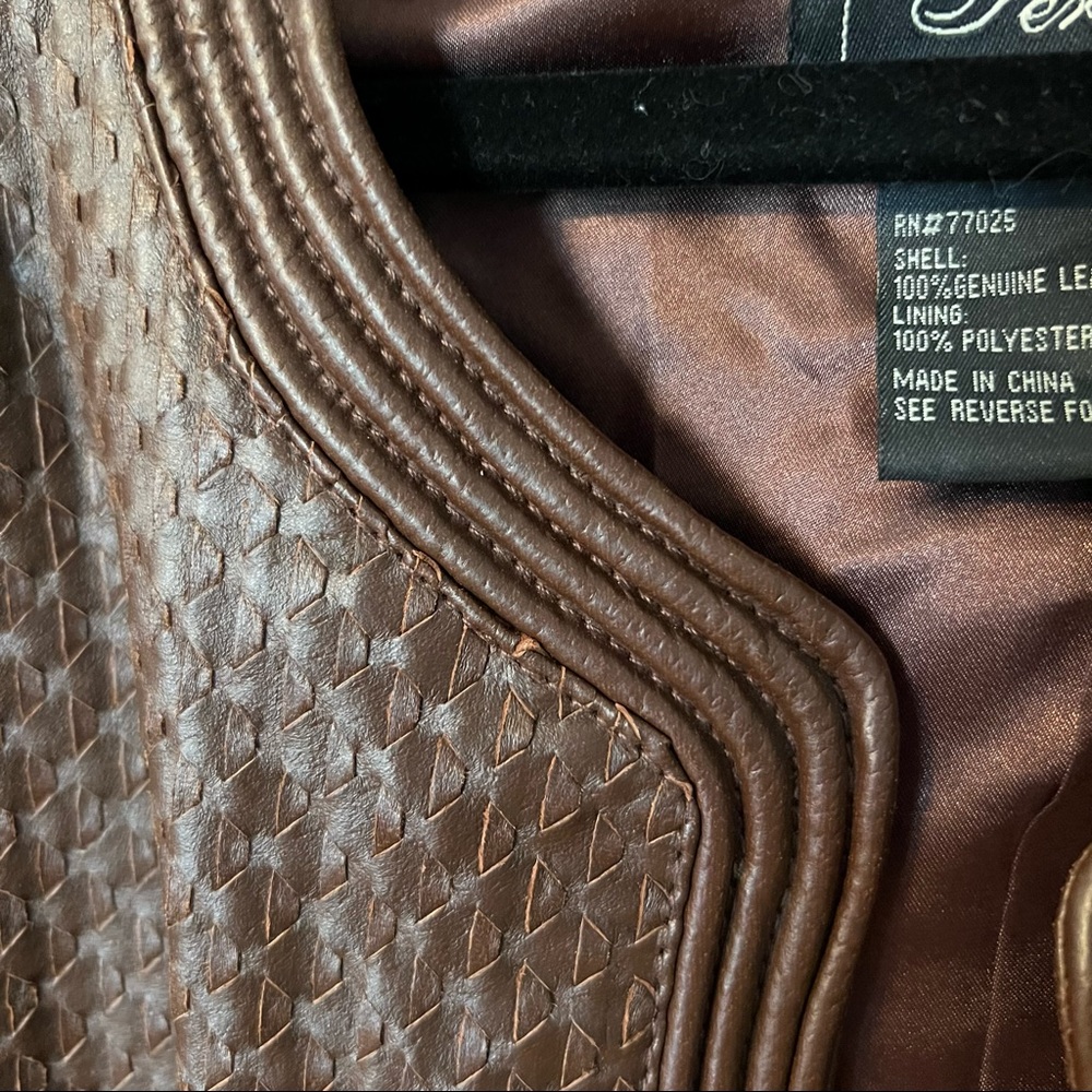 Vintage Brown Patterned Leather Jacket - image 5